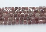 CRB5610 15.5 inches 7mm - 8mm faceted tyre strawberry quartz beads