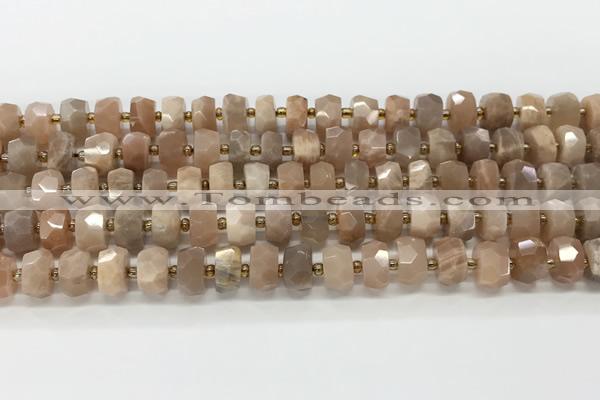 CRB5657 15.5 inches 6*10mm-7*11mm faceted rondelle moonstone beads wholesale