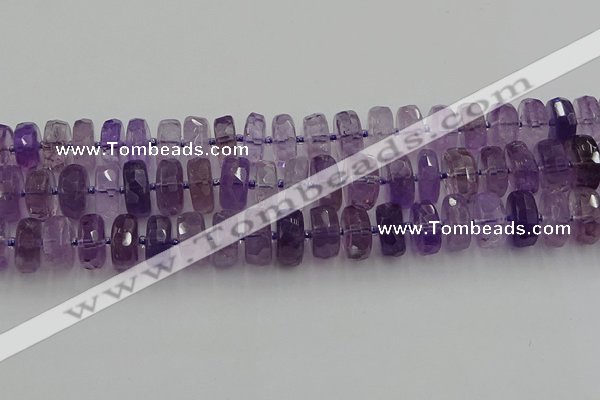 CRB568 15.5 inches 8*16mm faceted rondelle amethyst beads