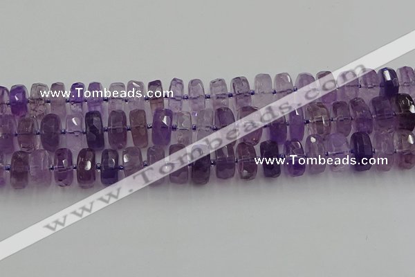 CRB569 15.5 inches 8*18mm faceted rondelle amethyst beads