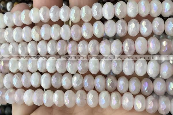 CRB5701 15 inches 5*8mm faceted rondelle AB-color rose quartz beads