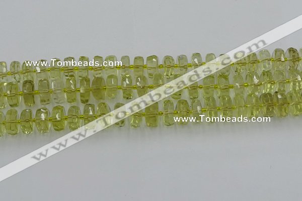 CRB573 15.5 inches 6*10mm faceted rondelle lemon quartz beads