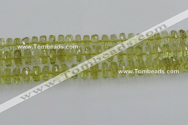 CRB574 15.5 inches 7*12mm faceted rondelle lemon quartz beads