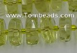 CRB575 15.5 inches 8*14mm faceted rondelle lemon quartz beads