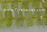 CRB577 15.5 inches 8*18mm faceted rondelle lemon quartz beads