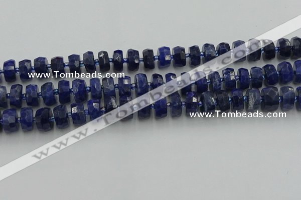 CRB582 15.5 inches 7*12mm faceted rondelle sodalite beads