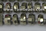 CRB597 15.5 inches 6*10mm faceted rondelle pyrite beads