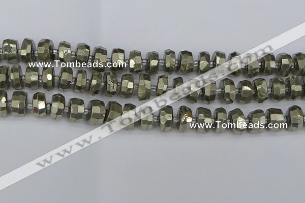 CRB598 15.5 inches 7*12mm faceted rondelle pyrite beads