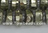 CRB599 15.5 inches 8*14mm faceted rondelle pyrite beads