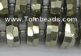 CRB600 15.5 inches 8*16mm faceted rondelle pyrite beads