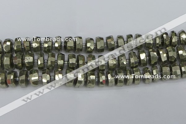 CRB600 15.5 inches 8*16mm faceted rondelle pyrite beads