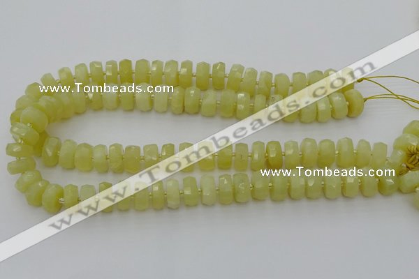 CRB606 15.5 inches 7*12mm faceted rondelle yellow opal beads