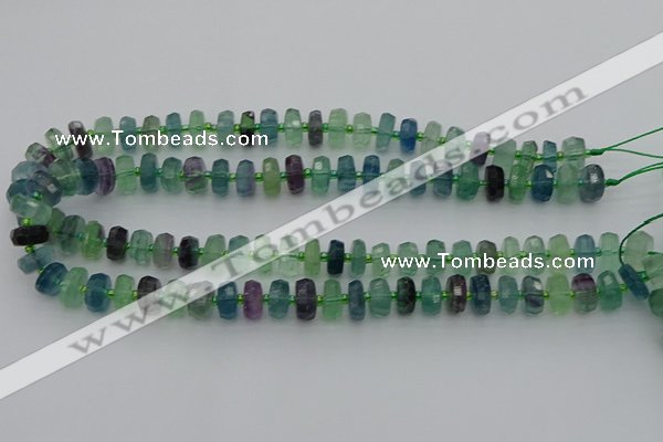 CRB614 15.5 inches 6*10mm faceted rondelle fluorite beads