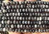 CRB6145 15 inches 4*6mm faceted rondelle silver obsidian beads