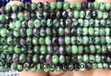 CRB6157 15 inches 4*6mm faceted rondelle ruby zoisite beads
