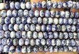CRB6286 15 inches 5*8mm faceted rondelle blue spot stone beads