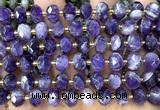 CRB6302 15 inches 6*10mm faceted rondelle dogtooth amethyst beads