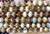 CRB6320 15 inches 6*10mm faceted rondelle crazy lace agate beads