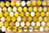 CRB6322 15 inches 6*10mm faceted rondelle yellow banded agate beads