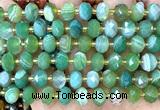 CRB6327 15 inches 6*10mm faceted rondelle green banded agate beads