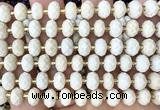 CRB6340 15 inches 6*10mm faceted rondelle white fossil jasper beads