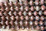 CRB6352 15 inches 6*10mm faceted rondelle red sesame jasper beads