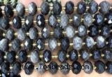 CRB6360 15 inches 6*10mm faceted rondelle silver obsidian beads