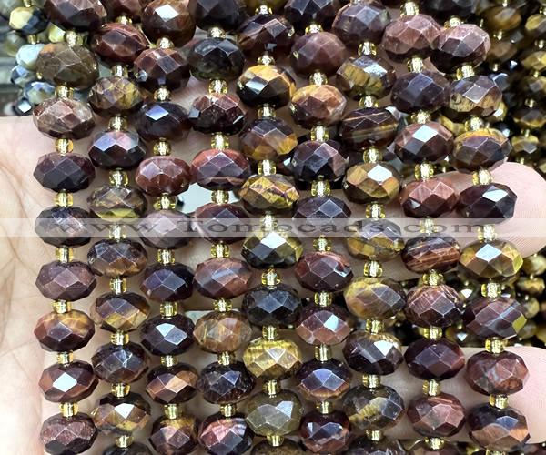 CRB6365 15 inches 6*10mm faceted rondelle red tiger eye beads