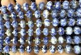 CRB6374 15 inches 6*10mm faceted rondelle blue spot stone beads