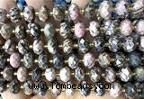 CRB6383 15 inches 6*10mm faceted rondelle rhodonite beads