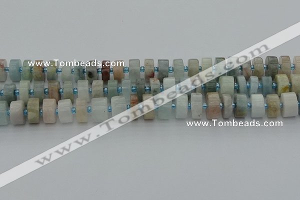 CRB647 15.5 inches 6*12mm tyre aquamarine gemstone beads