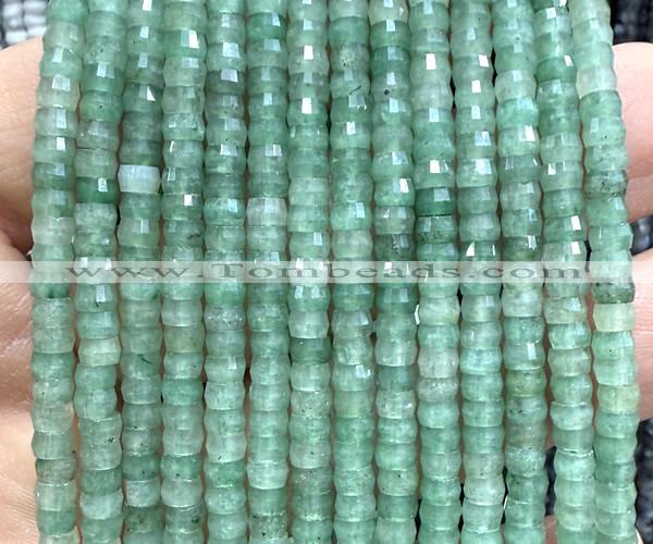 CRB6605 15 inches 2*4mm faceted heishi green aventurine jade beads