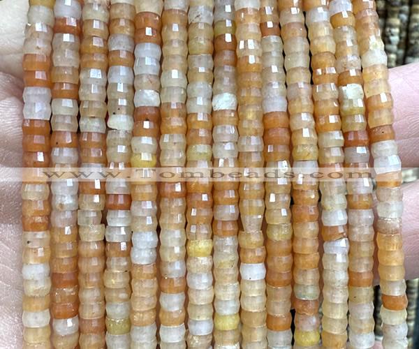 CRB6607 15 inches 2*4mm faceted heishi yellow aventurine jade beads