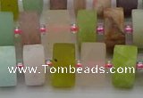 CRB681 15.5 inches 6*12mm tyre matte mixed gemstone beads