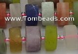 CRB682 15.5 inches 7*14mm tyre matte mixed gemstone beads