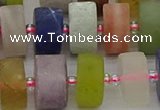 CRB683 15.5 inches 8*16mm tyre matte mixed gemstone beads