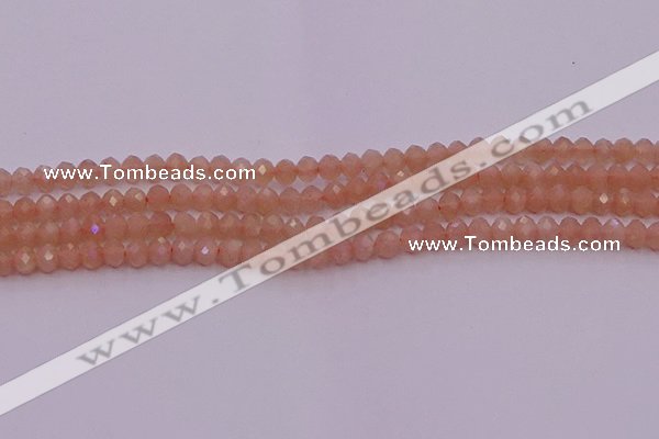 CRB714 15.5 inches 3*4mm faceted rondelle peach moonstone beads