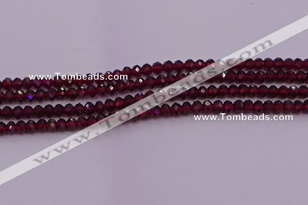 CRB718 15.5 inches 3*4mm faceted rondelle red garnet beads