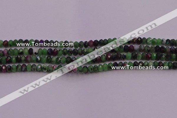 CRB725 15.5 inches 2.5*4mm faceted rondelle ruby zoisite beads