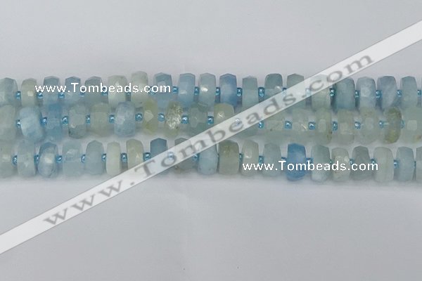 CRB803 15.5 inches 7*12mm faceted rondelle aquamarine beads