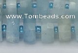 CRB804 15.5 inches 8*14mm faceted rondelle aquamarine beads