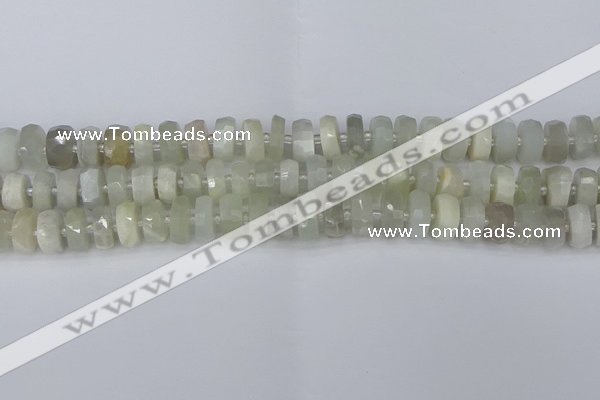 CRB810 15.5 inches 6*10mm faceted rondelle grey moonstone beads