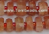 CRB818 15.5 inches 6*10mm faceted rondelle orange moonstone beads