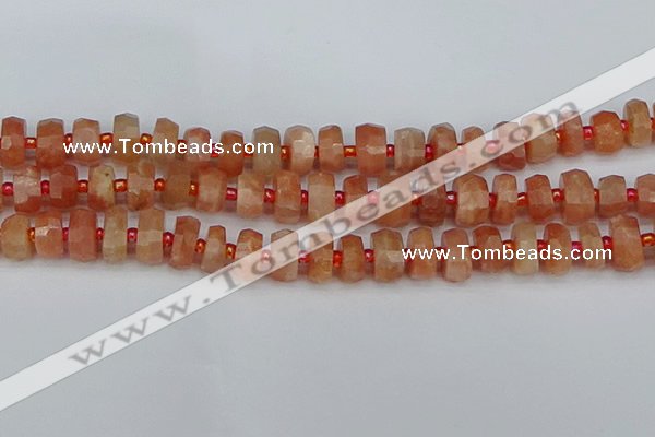 CRB818 15.5 inches 6*10mm faceted rondelle orange moonstone beads