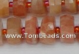 CRB819 15.5 inches 7*12mm faceted rondelle orange moonstone beads