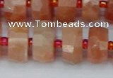 CRB820 15.5 inches 8*14mm faceted rondelle orange moonstone beads