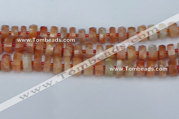 CRB821 15.5 inches 8*16mm faceted rondelle orange moonstone beads