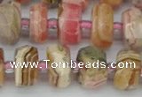 CRB835 15.5 inches 7*12mm faceted rondelle rhodochrosite beads