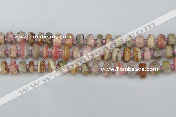 CRB835 15.5 inches 7*12mm faceted rondelle rhodochrosite beads