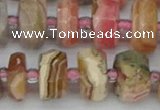 CRB836 15.5 inches 8*14mm faceted rondelle rhodochrosite beads